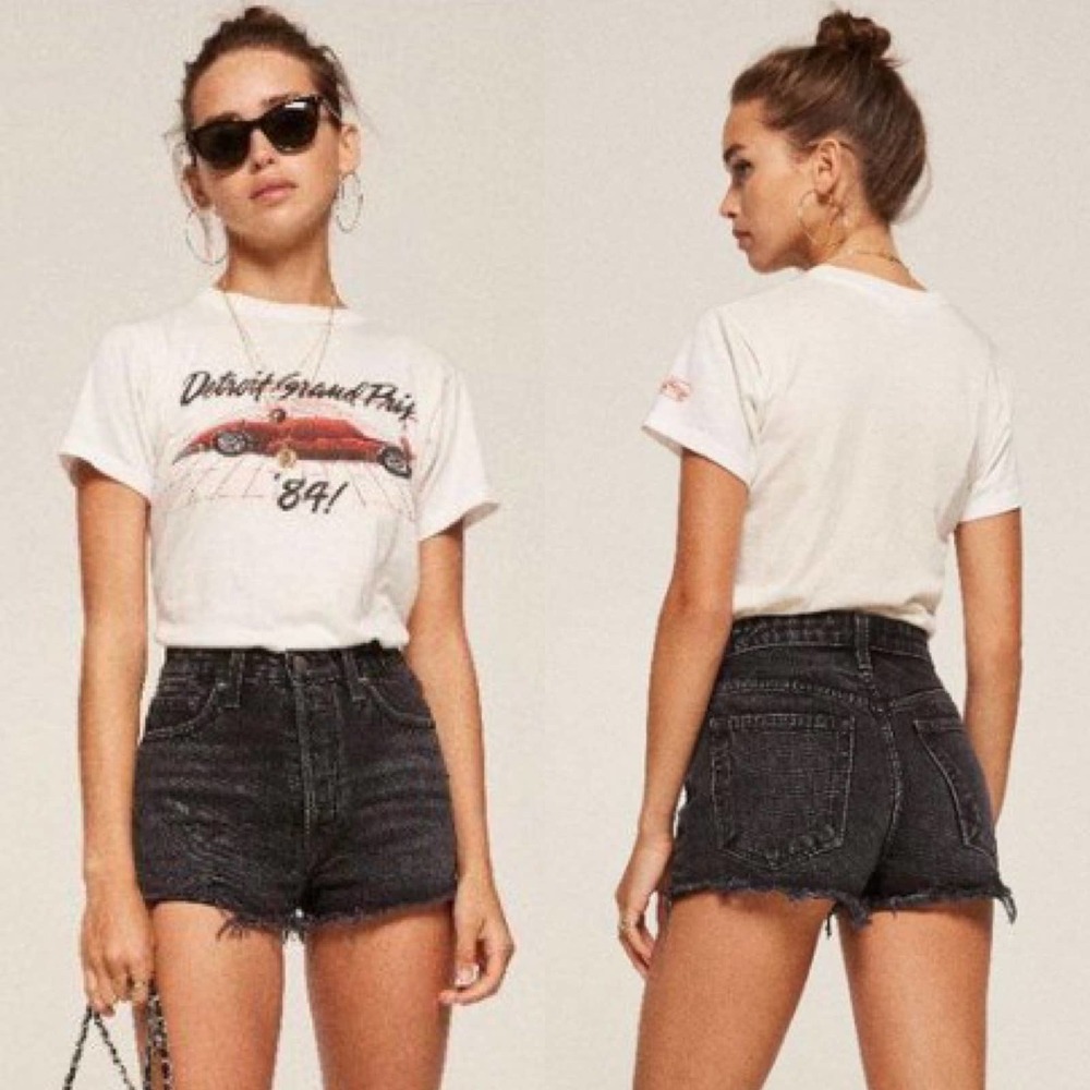 Reformation Black High Rise Jean Short Size 28